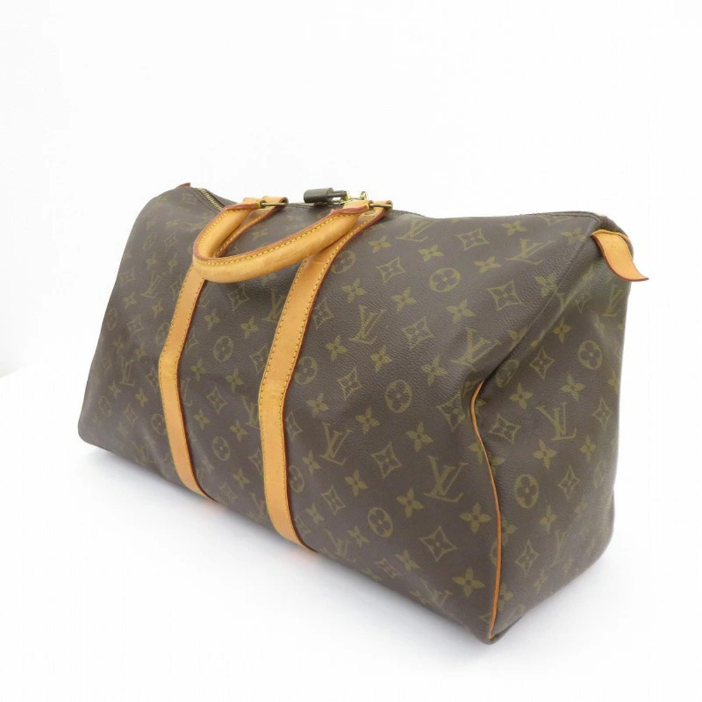LOUIS VUITTON Keepall Monogram Boston Bag Brown